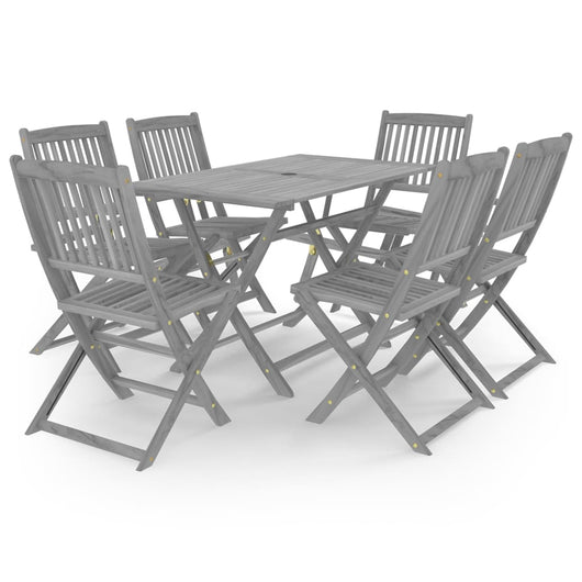 Set da Pranzo per Giardino 7 pz Legno Massello di Acacia Grigio 3057871