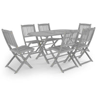 Set da Pranzo per Giardino 7 pz Legno Massello di Acacia Grigio cod mxl 40755