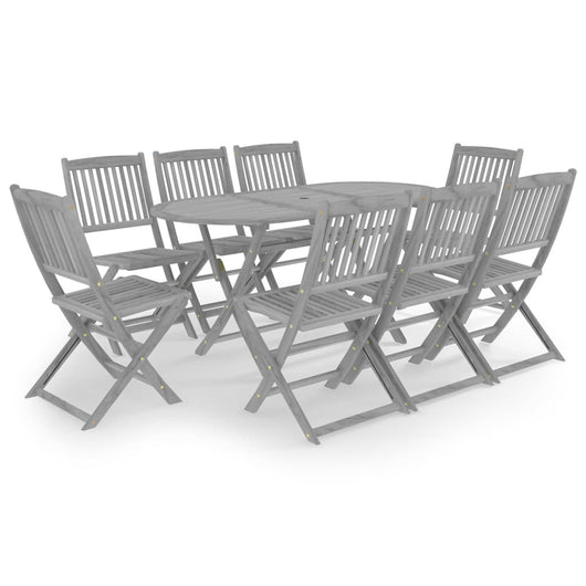 Set da Pranzo per Giardino 9 pz Legno Massello di Acacia Grigio 3057875
