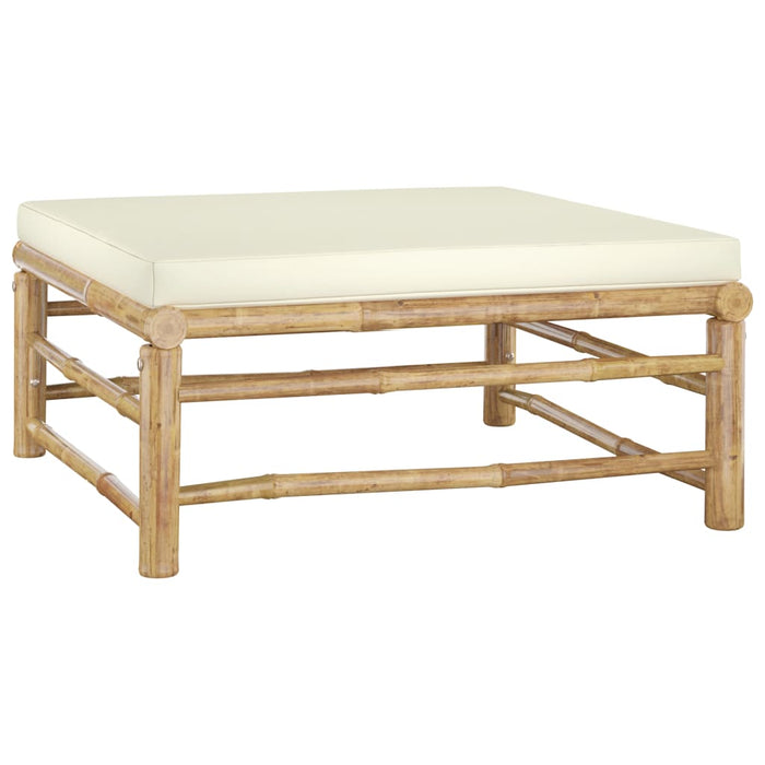 Set Salotto da Giardino 10pz con Cuscini Bianco Crema in Bambù 3058221