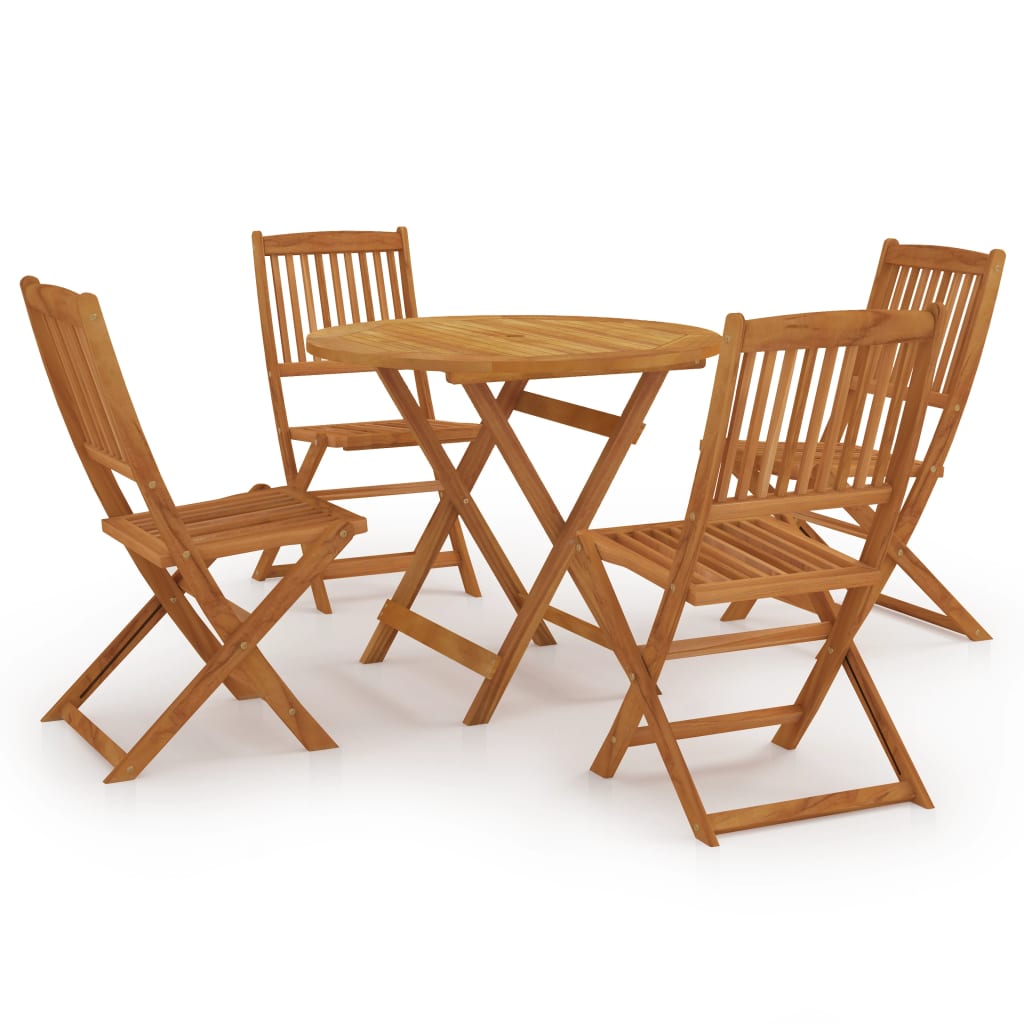 Set da Pranzo da Giardino 5 pz Pieghevole in Massello di Acacia cod mxl 53198