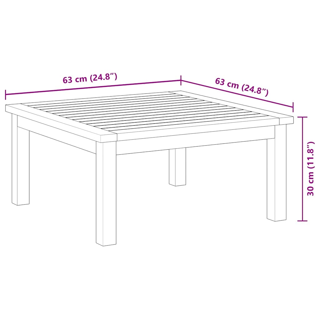 Tavolino da Salotto per Giardino 63x63x30 cm Massello di Acacia 312431