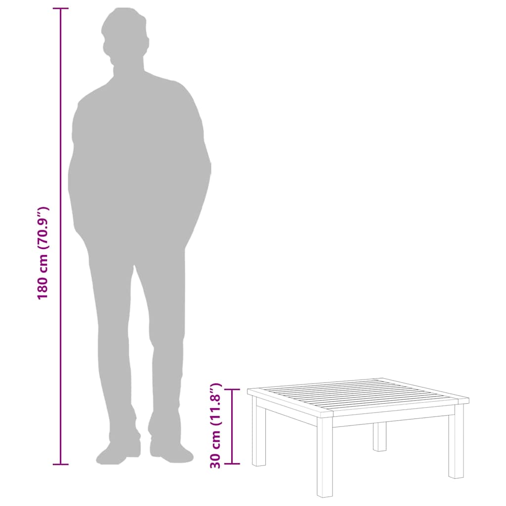 Tavolino da Salotto per Giardino 63x63x30 cm Massello di Acacia 312431