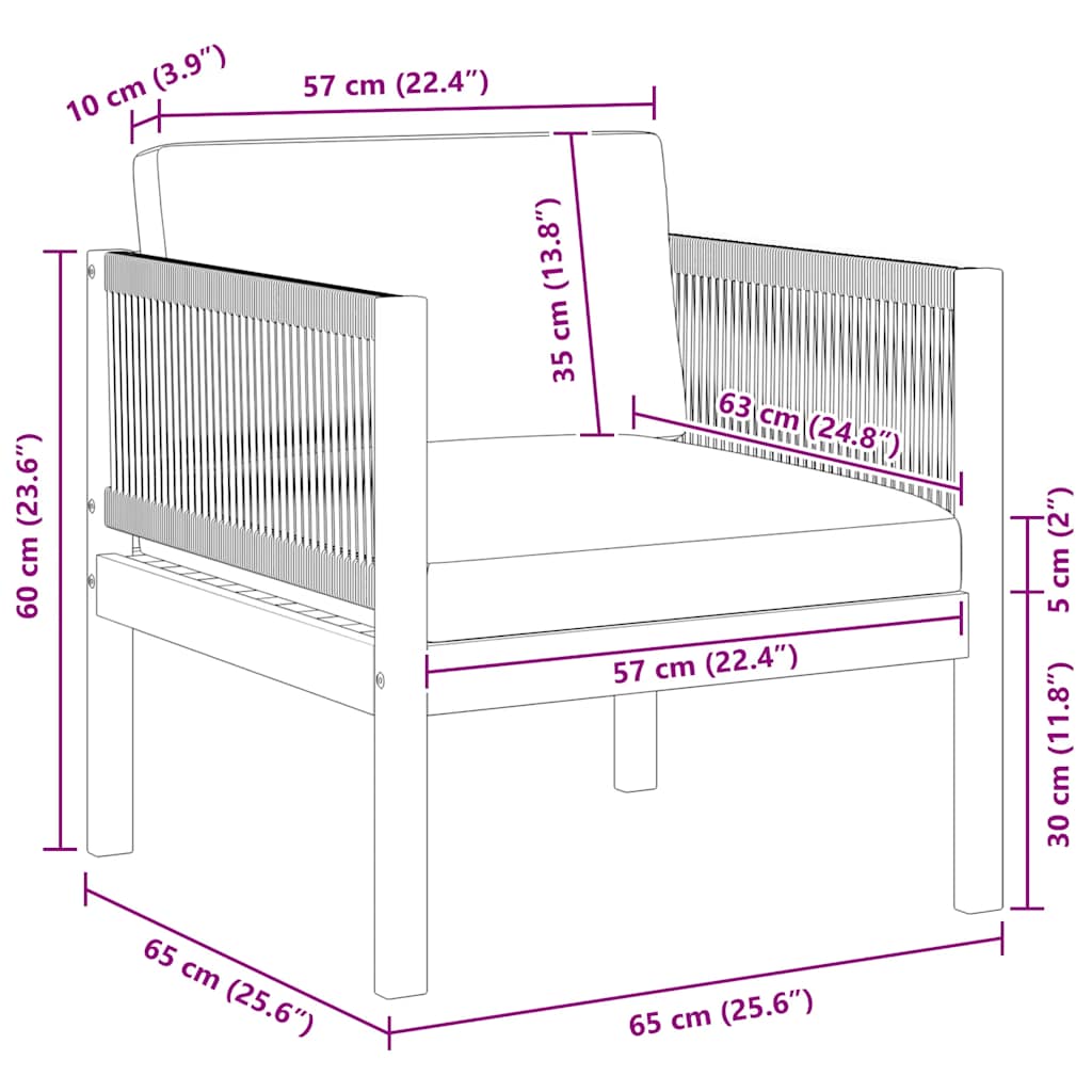 Sedia da Giardino con Cuscino in Legno Massello di Acacia 312432
