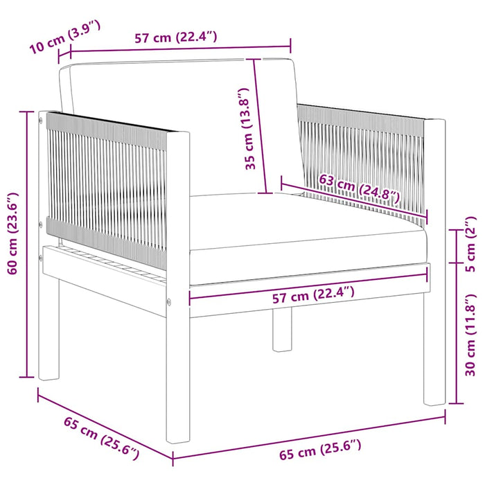 Sedia da Giardino con Cuscino in Legno Massello di Acacia 312432