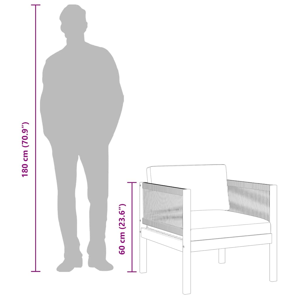 Sedia da Giardino con Cuscino in Legno Massello di Acacia 312432