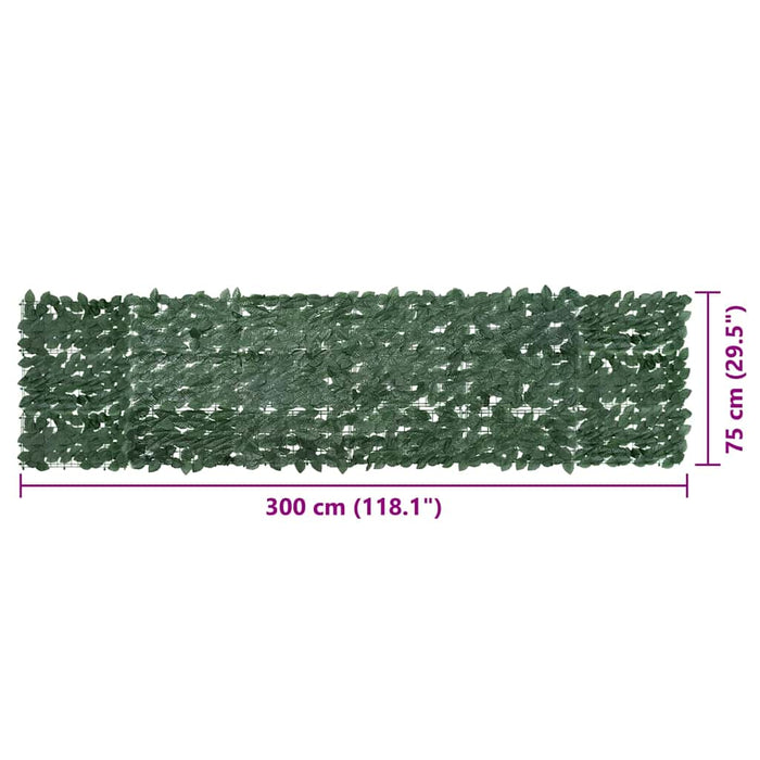 Paravento da Balcone con Foglie Verde Scuro 300x75 cm 315483