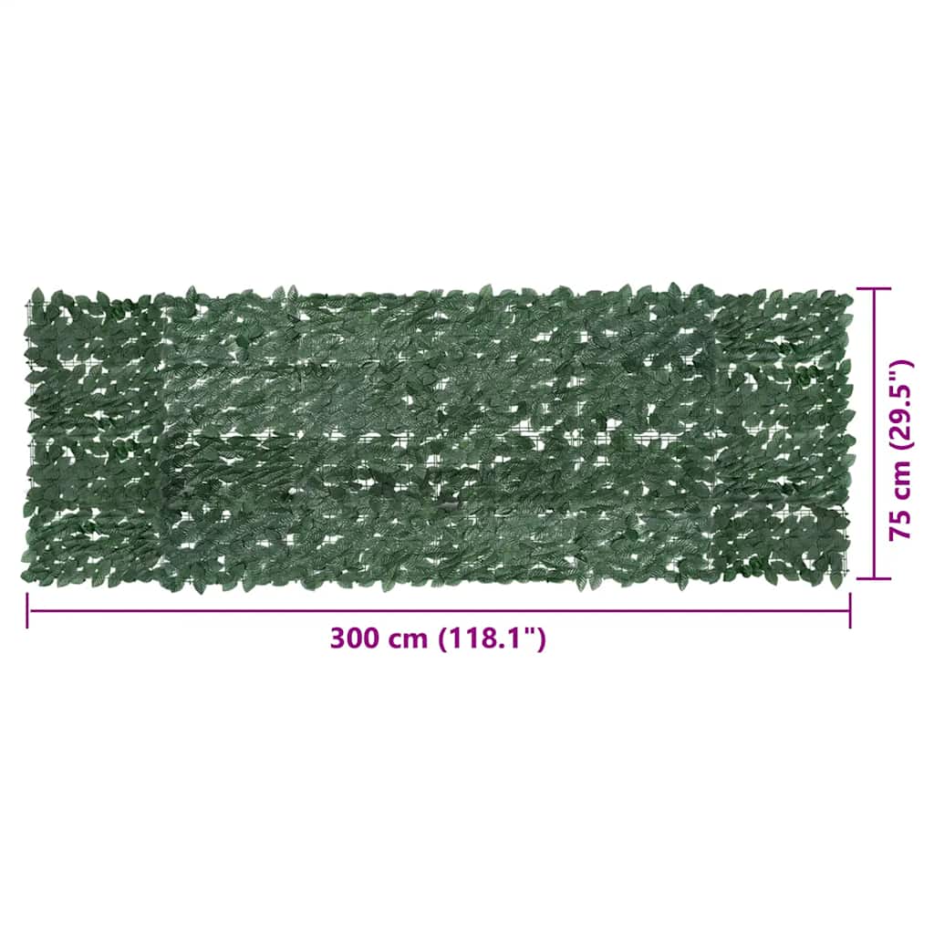 Paravento da Balcone-Divisorio con Foglie Verde Scuro 300x100 cm