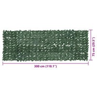 Paravento da Balcone-Divisorio con Foglie Verde Scuro 300x100 cm