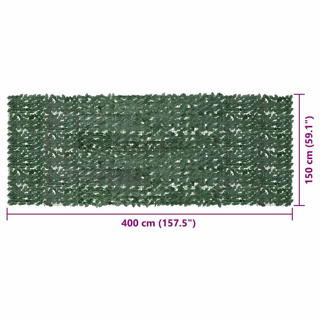 Paravento da Balcone con Foglie Verde Scuro 400x150 cm 315492