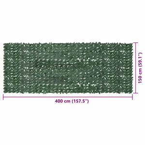 Paravento da Balcone con Foglie Verde Scuro 400x150 cm 315492