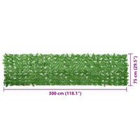 Paravento da Balcone con Foglie Verdi 300x75 cm 315495