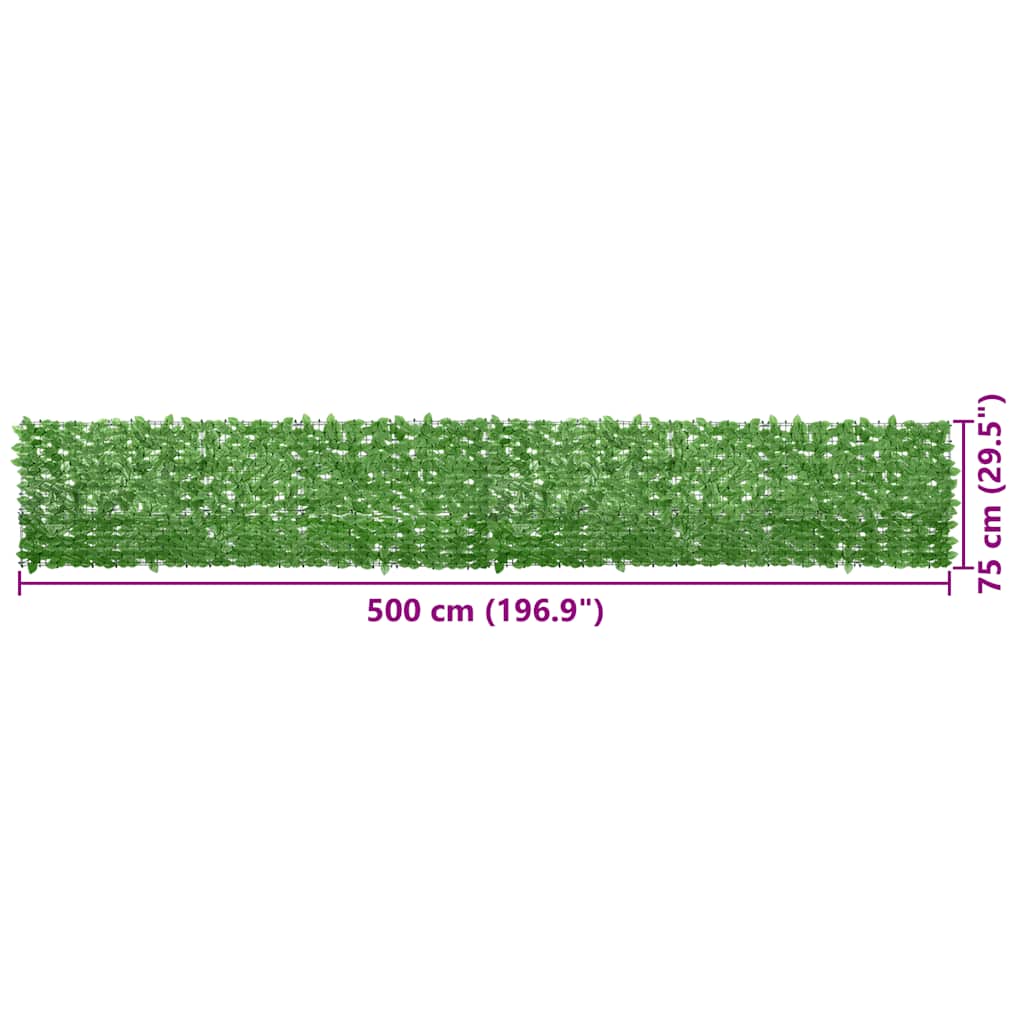 Paravento da Balcone con Foglie Verdi 500x75 cm 315497