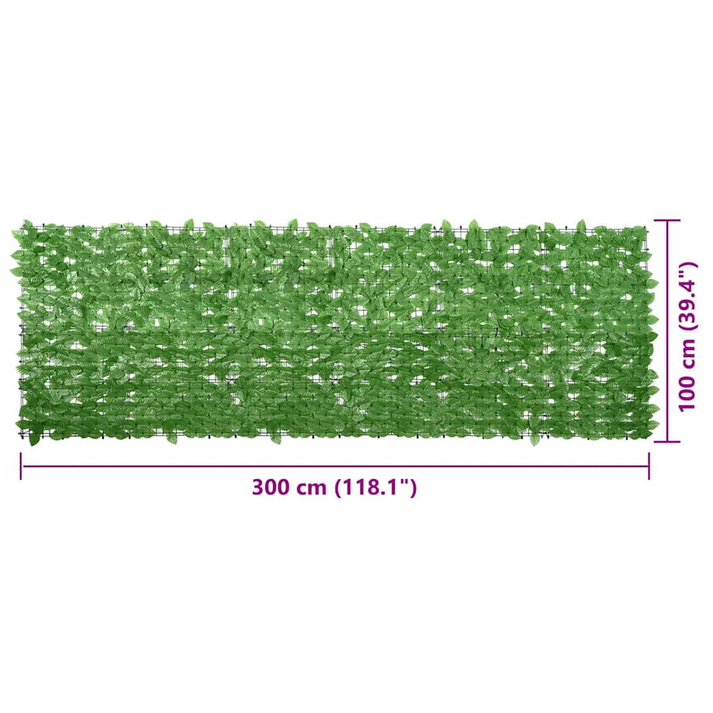 Paravento da Balcone con Foglie Verdi 300x100 cm 315499