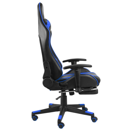 Sedia da Gaming Girevole con Poggiapiedi Blu in PVC 20485