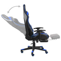 Sedia da Gaming Girevole con Poggiapiedi Blu in PVC 20485