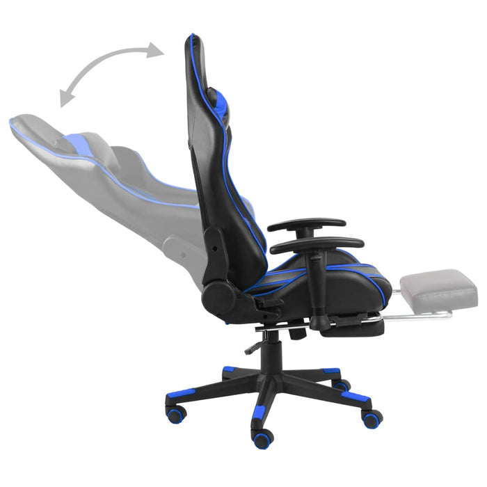 Sedia da Gaming Girevole con Poggiapiedi Blu in PVC 20485