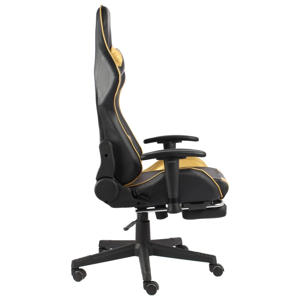 Sedia da Gaming Girevole con Poggiapiedi Oro in PVC 20498