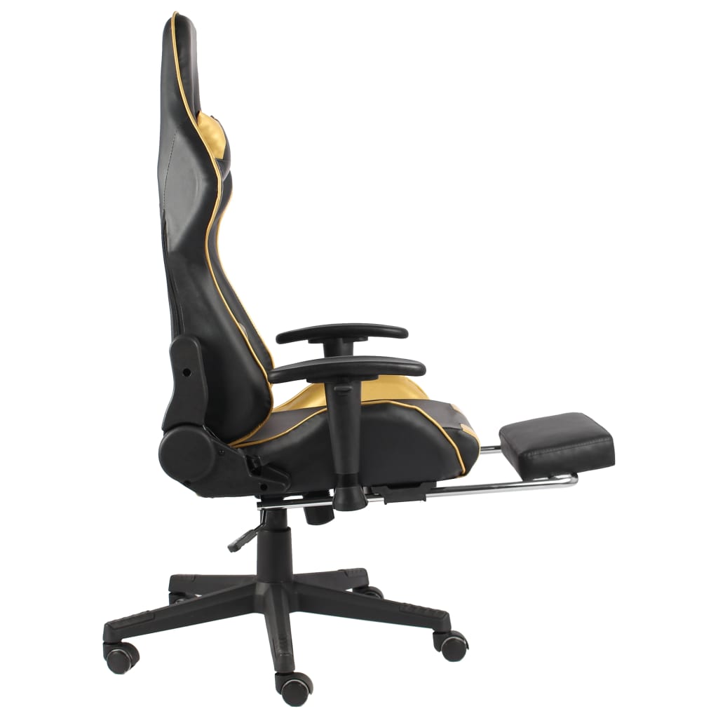 Sedia da Gaming Girevole con Poggiapiedi Oro in PVC 20498