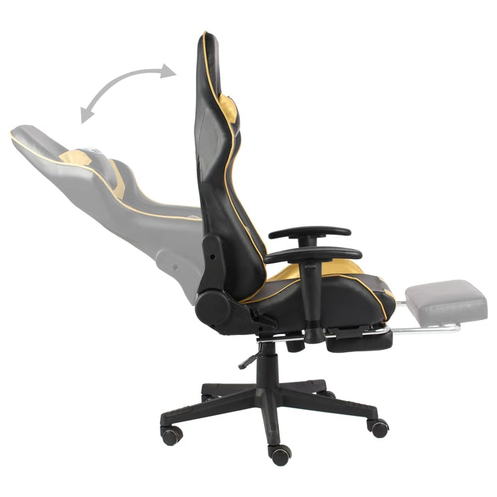 Sedia da Gaming Girevole con Poggiapiedi Oro in PVC 20498