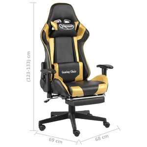 Sedia da Gaming Girevole con Poggiapiedi Oro in PVC 20498
