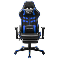 Sedia da Gaming con Poggiapiedi Blu e Nera in Similpelle cod mxl 66049