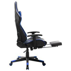 Sedia da Gaming con Poggiapiedi Blu e Nera in Similpelle 20510