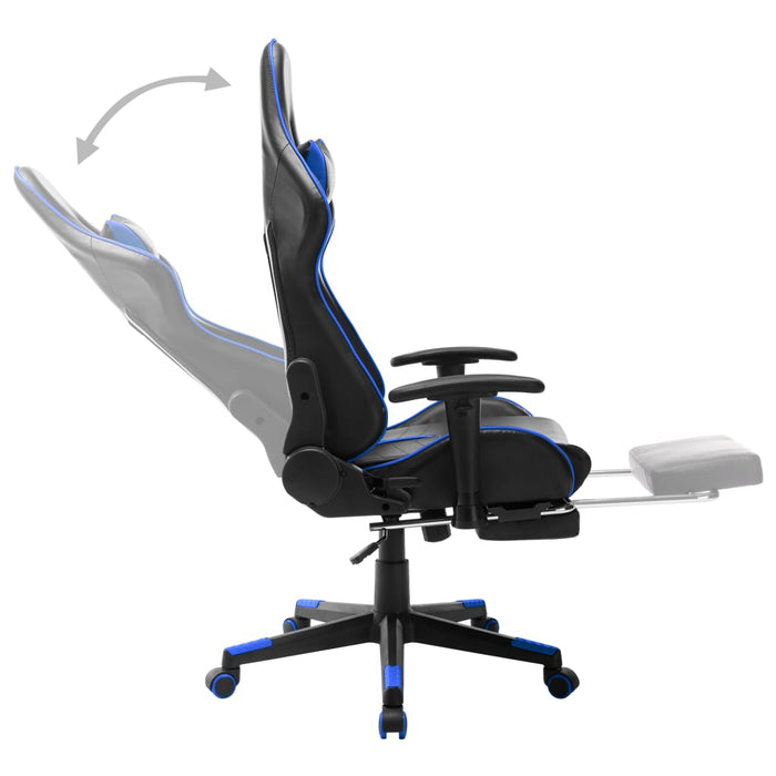 Sedia da Gaming con Poggiapiedi Blu e Nera in Similpelle cod mxl 66049