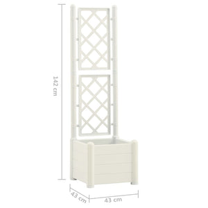 Fioriera da Giardino con Graticcio 43x43x142 cm PP Bianco