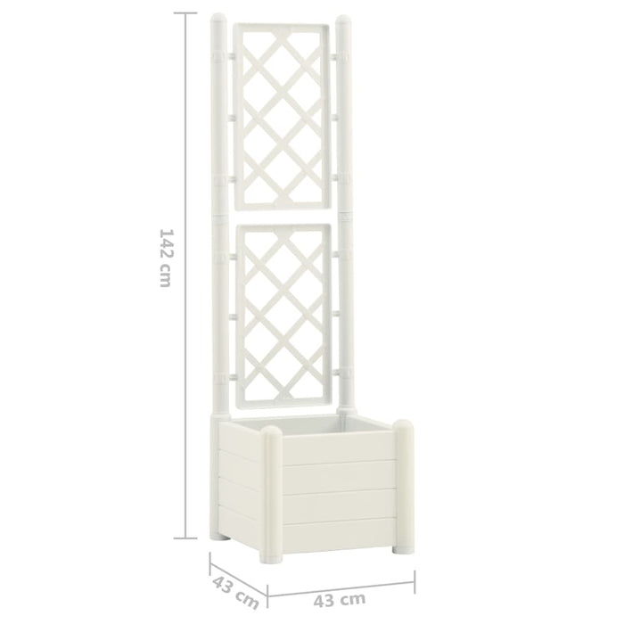 Fioriera da Giardino con Graticcio 43x43x142 cm PP Bianco 313979