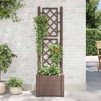 Fioriera da Giardino con Graticcio-Vaso da Esterno-Fioriera con Griglia 43x43x142 cm PP Mocca