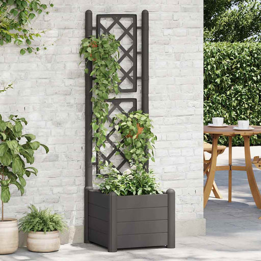 Fioriera da Giardino con Graticcio 43x43x142 cm PP Antracite 313981