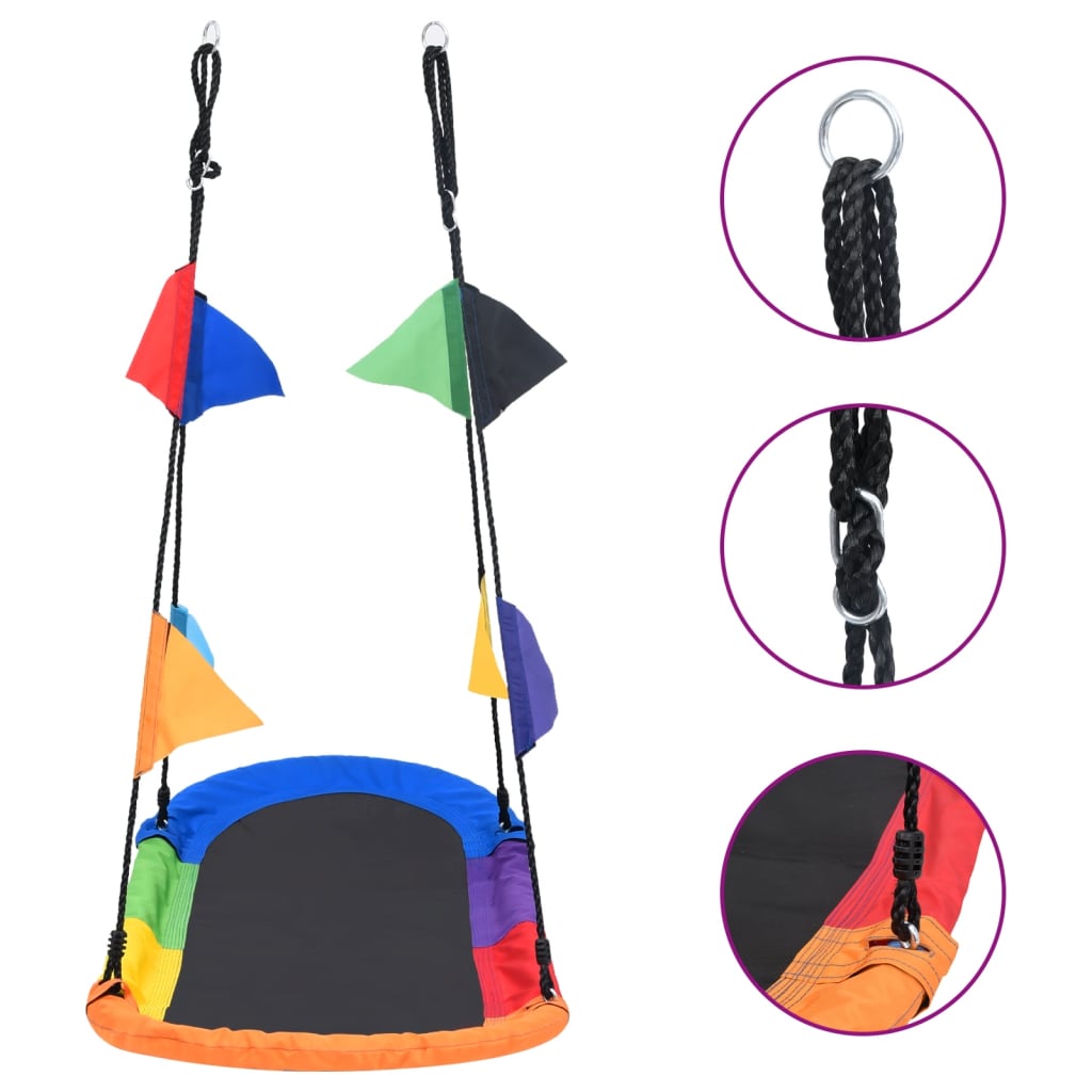 Altalena a nido d'uccello con bandierine 165 x 70 cm 02_0005095