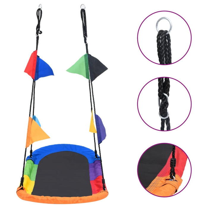 Altalena a nido d'uccello con bandierine 165 x 70 cm 02_0005095