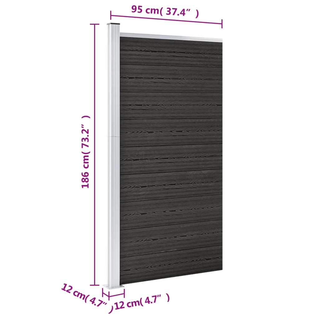 Pannello di Recinzione in WPC 95x186 cm Grigio