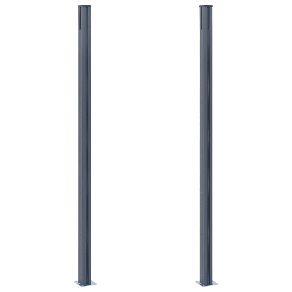 Pali di Recinzione 2 pz Grigio Scuro 185 cm in Alluminio 148986