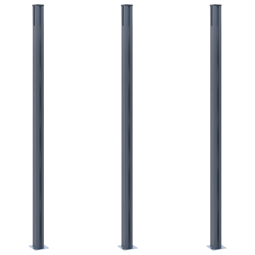 Pali di Recinzione 3 pz Grigio Scuro 185 cm in Alluminio 148987