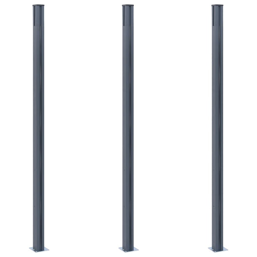 Pali di Recinzione 3 pz Grigio Scuro 185 cm in Alluminio 148987