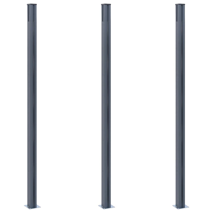 Pali di Recinzione 3 pz Grigio Scuro 185 cm in Alluminio 148987