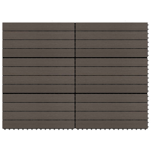 Piastrelle per Decking WPC 6 pz 60x30 cm 1,08 mÂ² Marrone Scuro