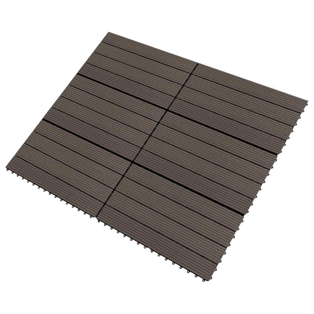 Piastrelle per Decking WPC 6 pz 60x30 cm 1,08 mÂ² Marrone Scuro