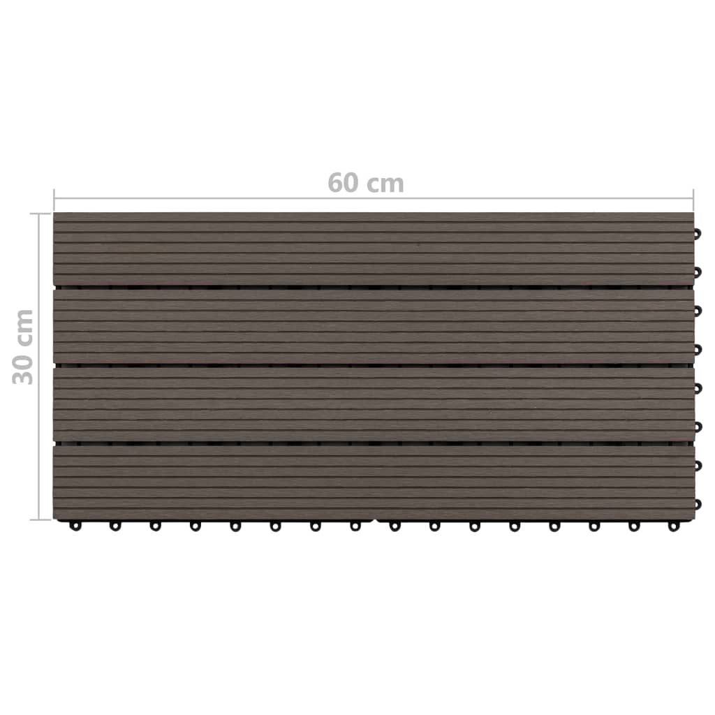 Piastrelle per Decking WPC 6 pz 60x30 cm 1,08 mÂ² Marrone Scuro