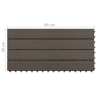 Piastrelle per Decking WPC 6 pz 60x30 cm 1,08 mÂ² Marrone Scuro