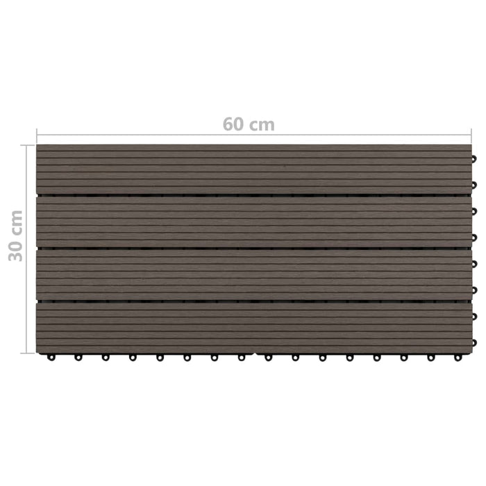 Piastrelle per Decking WPC 6 pz 60x30 cm 1,08 mÂ² Marrone Scuro