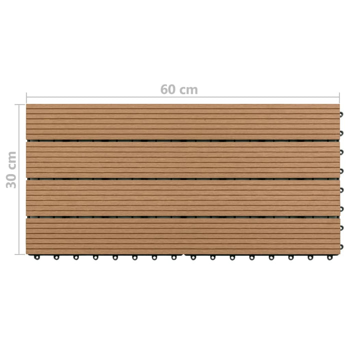 Piastrelle per Decking in WPC 6 pz 60x30 cm 1,08 m² Marrone 149028