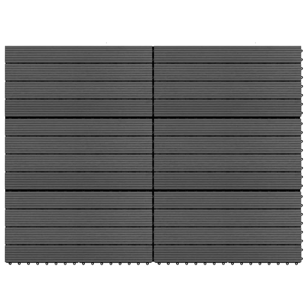 Piastrelle per Decking in WPC 6 pz 60x30 cm 1,08 mÂ² Nere