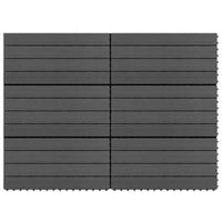 Piastrelle per Decking in WPC 6 pz 60x30 cm 1,08 mÂ² Nere