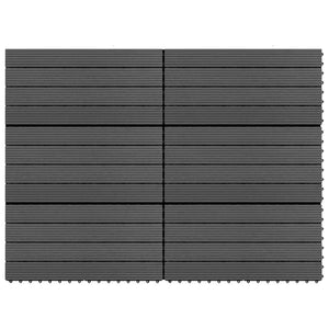 Piastrelle per Decking in WPC 6 pz 60x30 cm 1,08 mÂ² Nere