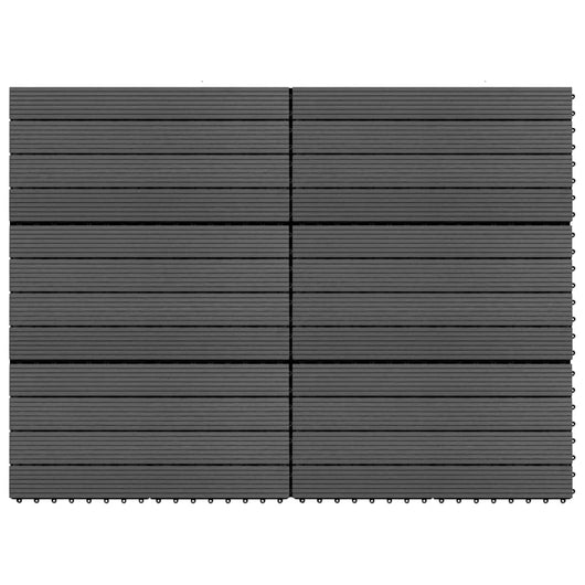 Piastrelle per Decking in WPC 6 pz 60x30 cm 1,08 mÂ² Nere