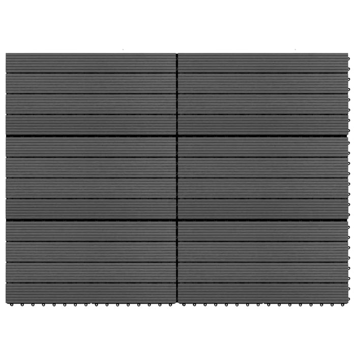 Piastrelle per Decking in WPC 6 pz 60x30 cm 1,08 mÂ² Nere